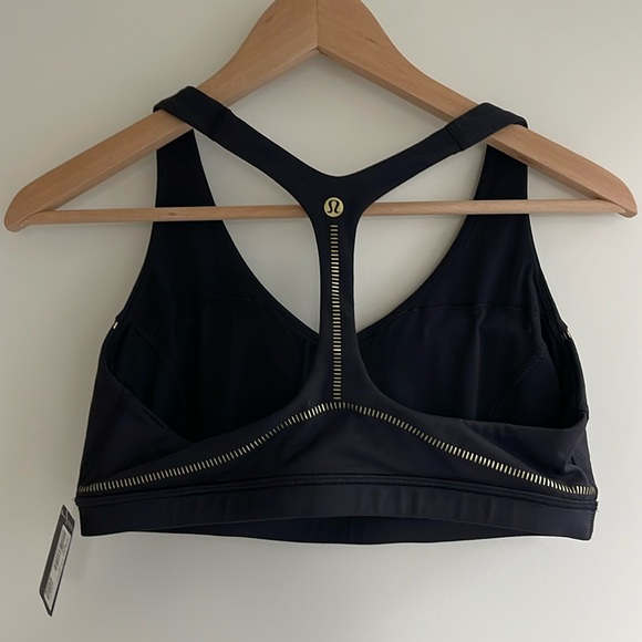 Lululemon Athletica Arise Bra Black Gold Padded Racerback Bra size 12 NEW - Picture 2 of 8